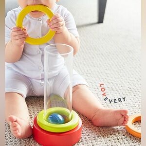 LOVEVERY Clear Tube with Stacking Rings and Baby Ball | The Explorer Play Kit